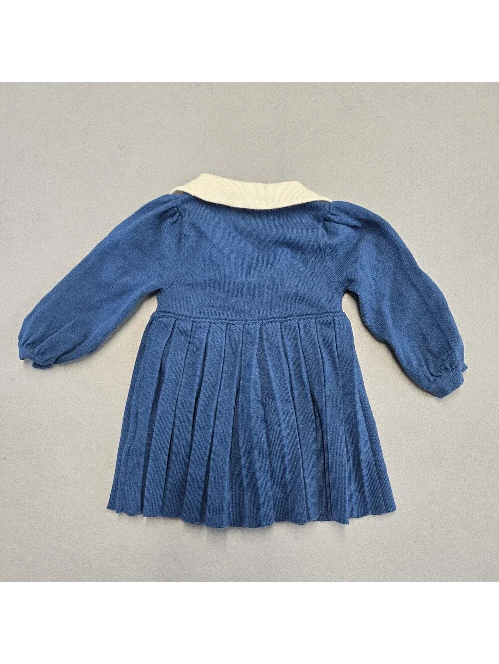 Cygnet Living Pleated Knit Dress Girls 12M Navy Cream Cotton Cashmere Blend NWOT